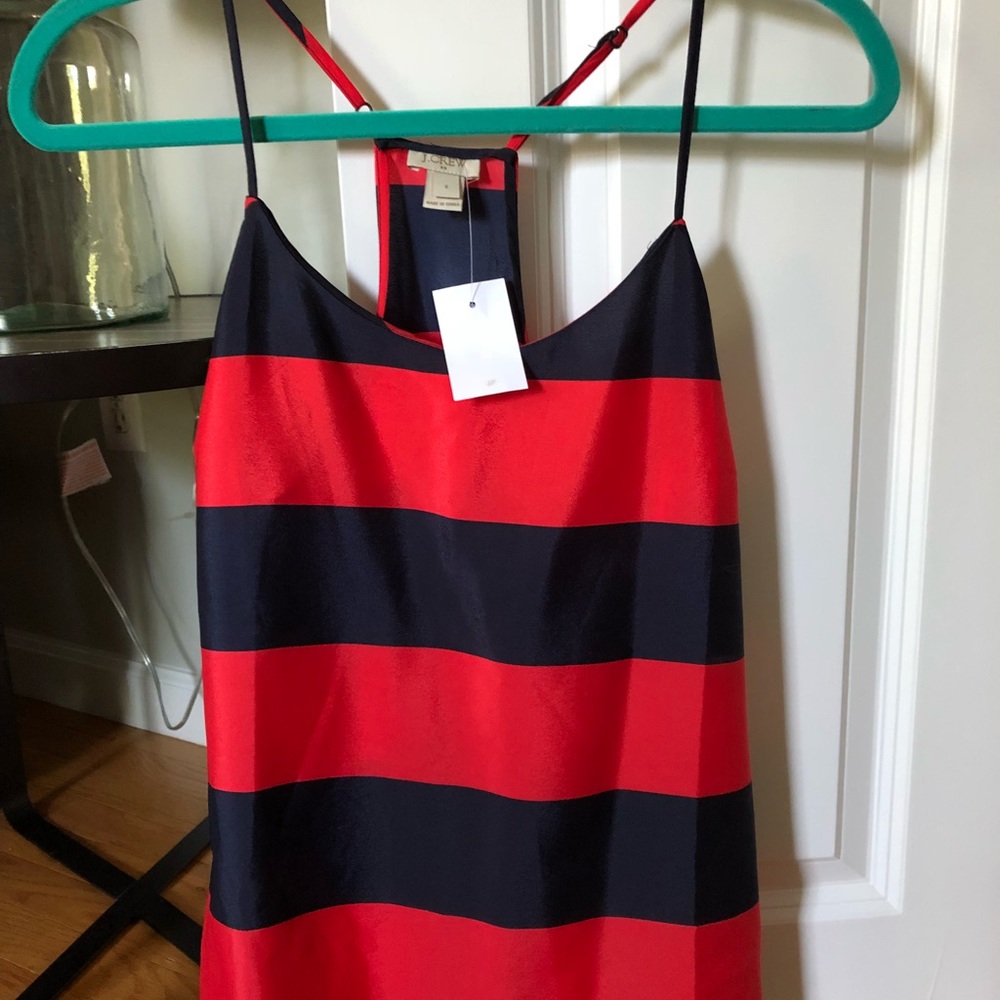 NWT- Adorable jcrew red and navy silk tank size 6